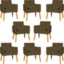 Ver imagem 1 de Kit 8 Poltronas Nina para Recepção Suede Cores Pé Palito 30cm Castanho - Suede