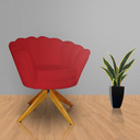 Ver imagem 3 de Kit 2 Poltronas Estofada Com Base Giratória de Madeira Pétala Suede Vermelho - LM DECOR