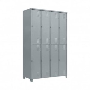 Armário Roupeiro de Aço Vestiário Academia 8 Portas Locker Cinza com Chave