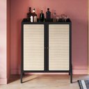 Ver imagem 2 de Armário Bar para Sala 2 Portas 93cm Pés Madeira Moss A03 Nero Preto