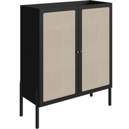 Armário Bar para Sala 2 Portas 93cm Pés Madeira Moss A03 Nero Preto - 1