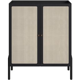 Armário Bar para Sala 2 Portas 93cm Pés Madeira Moss A03 Nero Preto - 5