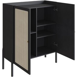 Armário Bar para Sala 2 Portas 93cm Pés Madeira Moss A03 Nero Preto - 3
