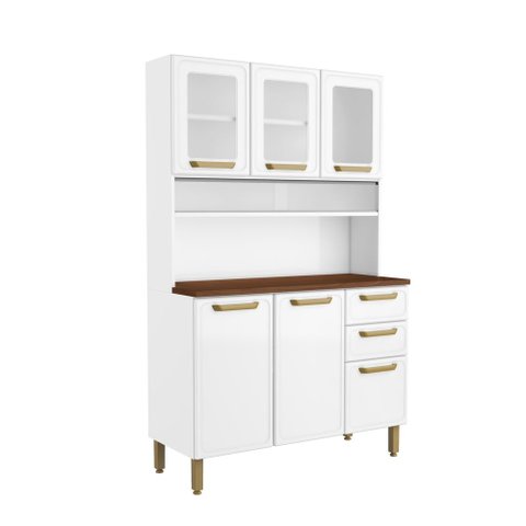 Cozinha Compacta de Aço 6 Portas 3 Vid 2 Gavetas Branco Bertolini