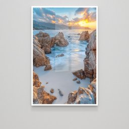Quadro Decorativo Mar entre Pedras Vertical Sala Quarto Casa Escritório - 3