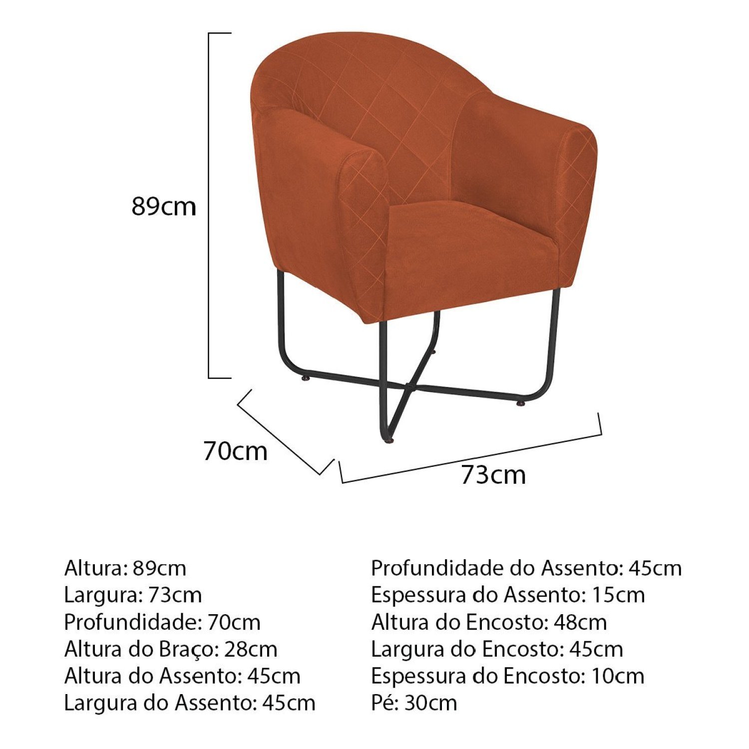 Poltrona Herrera Base X Preta Suede - 4