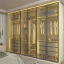 Ver imagem 3 de Guarda Roupa Lumina 6 Portas Reflecta LED Off White Bronze - Gelius