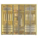 Ver imagem 1 de Guarda Roupa Lumina 6 Portas Reflecta LED Off White Bronze - Gelius