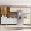 Ver imagem 1 de Cozinha 6 Peças Burguesa Premium 100% MDF Marrom/Freijó/Branco