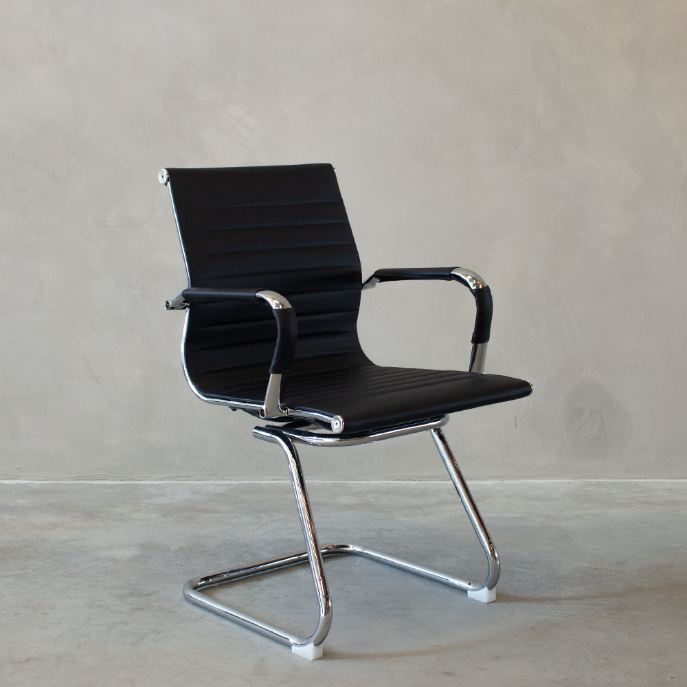 Ver imagem 5 de Cadeira de Escritório Esteirinha Fixa Pu Preto com Braços