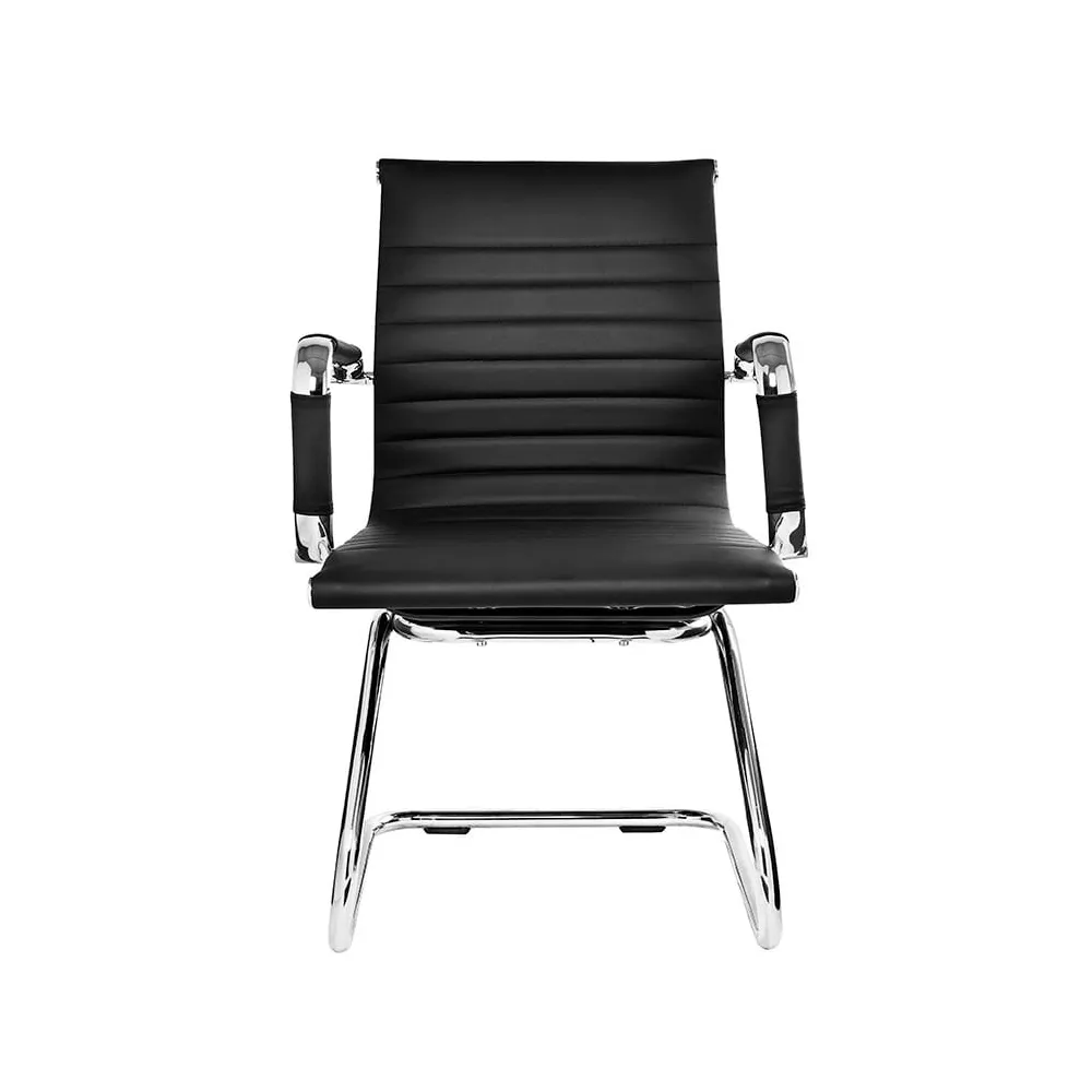 Ver imagem 2 de Cadeira de Escritório Esteirinha Fixa Pu Preto com Braços