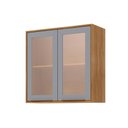 Ver imagem 1 de Armário Aéreo Cozinha Modulado Brilhante C/ 2 Portas 80cm Cinamomo/platina - Mgm