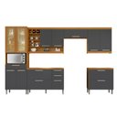 Ver imagem 3 de Cozinha 6 Peças Burguesa Premium 100% MDF Marrom/Freijó/Grafite