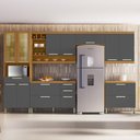 Ver imagem 1 de Cozinha 6 Peças Burguesa Premium 100% MDF Marrom/Freijó/Grafite