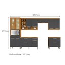 Ver imagem 4 de Cozinha 6 Peças Burguesa Premium 100% MDF Marrom/Freijó/Grafite