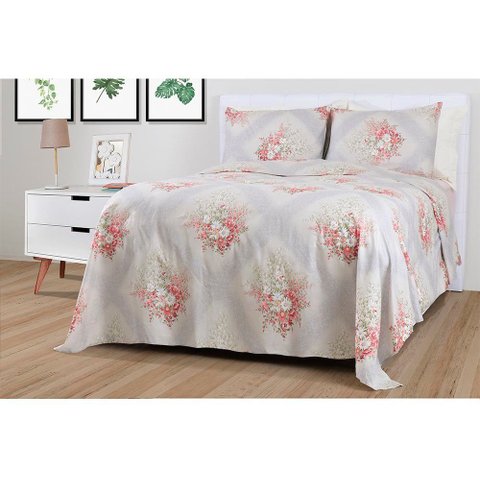 Jogo De Cama Duplo Microfibra Queen Lena Paco Milano Sultan