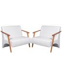 Ver imagem 1 de Kit 2 Poltronas Namoradeira Venus Braço Madeira Maciça Tecido Sintético Unidecor Branco
