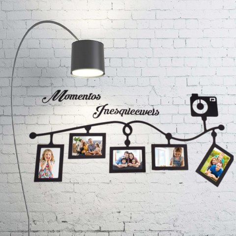 Porta Retrato de Parede em MDF - Cor Preta