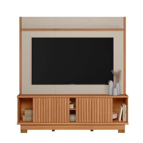 Estante para Tv até 75 Polegadas Ravenna 2 Portas Canela/off White Fosco - Linea Brasil