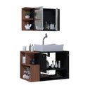 Ver imagem 7 de Conjunto Gabinete de Banheiro com Cuba e Espelheira 2 Portas e Nichos 70cm Torino Preto/Freijó