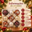 Ver imagem 6 de Kit 9 Bolas de Natal Decoradas 8cm Dinatale Sortidas com Glitter
