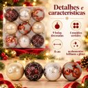 Ver imagem 3 de Kit 9 Bolas de Natal Decoradas 8cm Dinatale Sortidas com Glitter