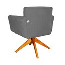 Ver imagem 4 de Poltrona Decorativa Isabela em Tressê Pés Madeira Giratório Suede Cinza - Ds Estofados