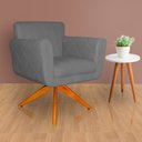 Ver imagem 2 de Poltrona Decorativa Isabela em Tressê Pés Madeira Giratório Suede Cinza - Ds Estofados
