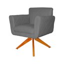 Ver imagem 3 de Poltrona Decorativa Isabela em Tressê Pés Madeira Giratório Suede Cinza - Ds Estofados