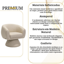 Ver imagem 5 de Poltrona Giratória Orgânica Maya Tecido Linho Courino Design Redondo Sala Quarto Suporta 150kg:linho