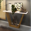 Ver imagem 2 de Aparador Sala Estar 136cm Tampo Mdf C/ Vidro Lótus Tronco Ripado/creme D04 - D’Rossi