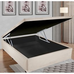 Cama Box Top Baú Casal Bege Suede - 4