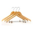 Ver imagem 1 de Kit 3x Cabides de Madeira com Presilha Verniz Marfim Roupa