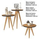Ver imagem 2 de Kit 3 Mesas Lateral Apoio e Centro 40cm Pés Palito Freijó / Preto - Comprar Moveis em Casa