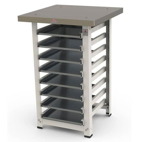Kit Mesa de Apoio Suporte Forno Prp-004 e Assadeira Progás Mes004 + 8 Assadeiras Imeca 35x35cm