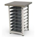 Ver imagem 1 de Kit Mesa de Apoio Suporte Forno Prp-004 e Assadeira Progás Mes004 + 8 Assadeiras Imeca 35x35cm