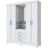 Guarda-roupa Capelinha 4 Portas 3 Gavetas com Espelho B24 Briz - Henn - Branco - 1