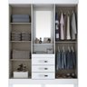 Guarda-roupa Capelinha 4 Portas 3 Gavetas com Espelho B24 Briz - Henn - Branco - 3