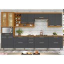 Ver imagem 1 de Cozinha 07 Peças Burguesa Premium 100% MDF Marrom/Freijó/Grafite
