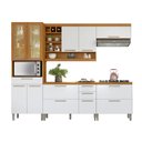 Ver imagem 2 de Cozinha 5 Peças Armário Geladeira Burguesa Premium 100% MDF Marrom/Freijó/Branco