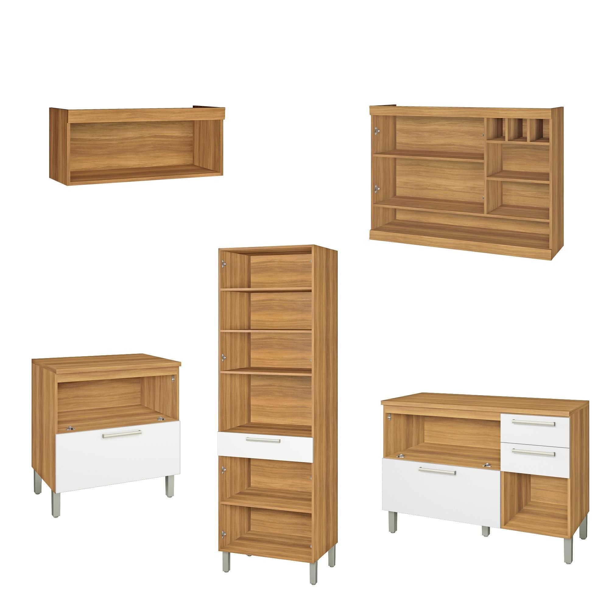 Cozinha 5 Peças Armário Geladeira Burguesa Premium  100% Mdf - 17