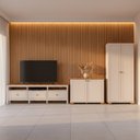 Ver imagem 1 de Conjunto de Sala com Rack, Estante e 1 Armário Madeira Maciça Ananda CabeCasa MadeiraOriginals Branco Off White/Mel