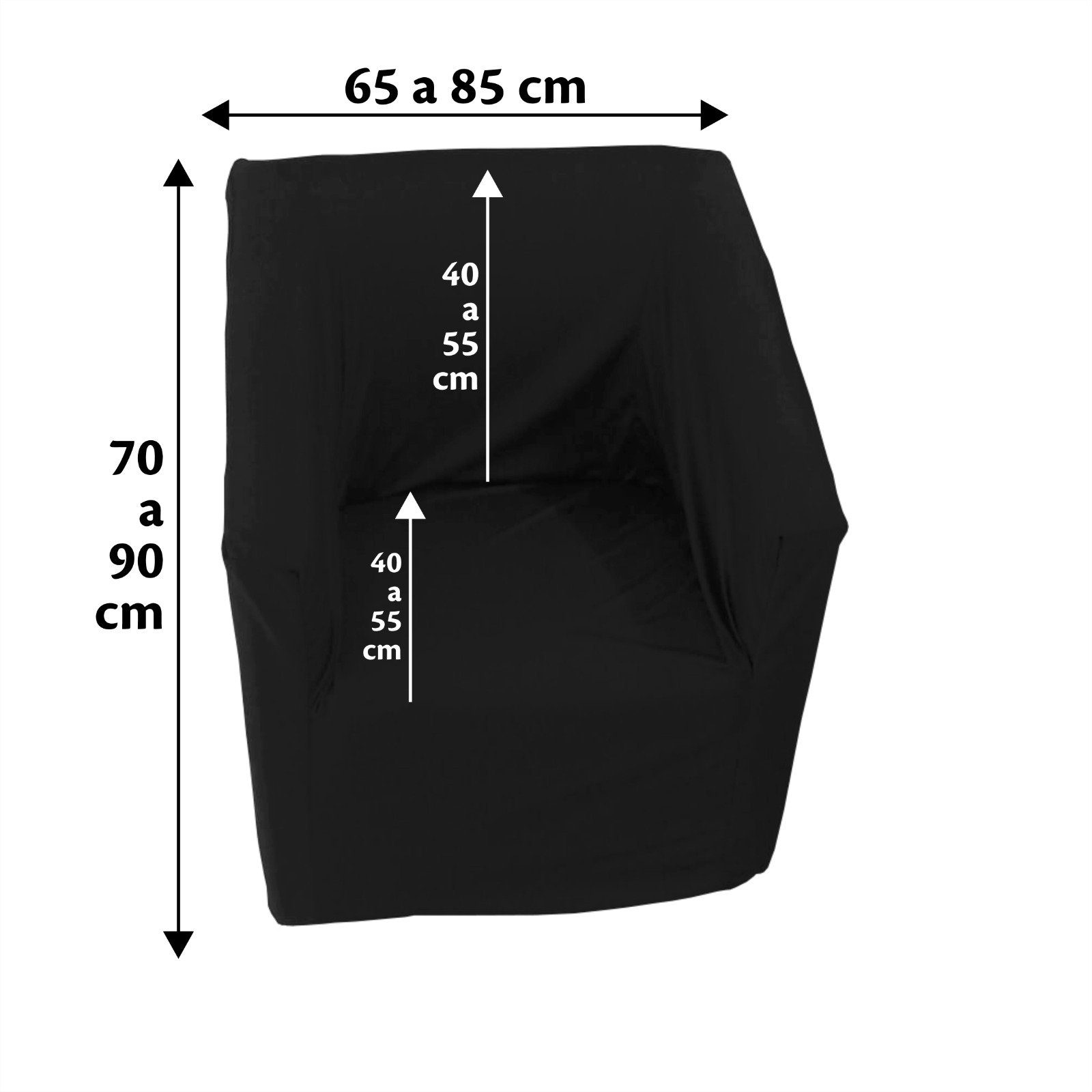 Capa Poltrona Ferradura Quadrada:preto - 1