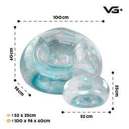 Poltrona Inflável Lazy Lounge Glitter com Puff Vg Plus Azul - 5