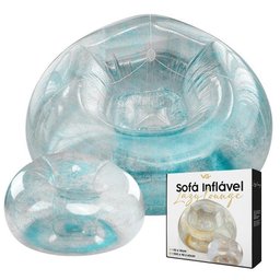 Poltrona Inflável Lazy Lounge Glitter com Puff Vg Plus Azul - 1