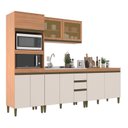 Ver imagem 3 de Cozinha Compacta Modulada 4 Peças 9 Portas com Torre Quente e Vidro Reflecta Cecília Marrom/Freijó/Off White