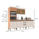 Ver imagem 4 de Cozinha Compacta Modulada 4 Peças 9 Portas com Torre Quente e Vidro Reflecta Cecília Marrom/Freijó/Off White