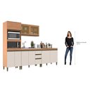 Ver imagem 5 de Cozinha Compacta Modulada 4 Peças 9 Portas com Torre Quente e Vidro Reflecta Cecília Marrom/Freijó/Off White