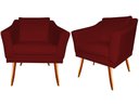 Ver imagem 1 de Kit 2 Poltronas Decorativa Agatha Suede Marsala Pés Madeira Ms Decor