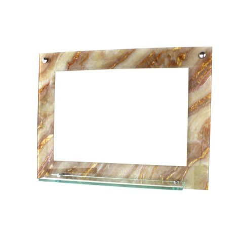 ESPELHO PARA BANHEIRO COM PRATELEIRA 60CM X 45CM MÁRMORE MARFIM